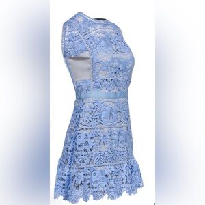 Self-Portrait - Powder Blue Floral Lace Overlay with Grey Lining. Size: 8.